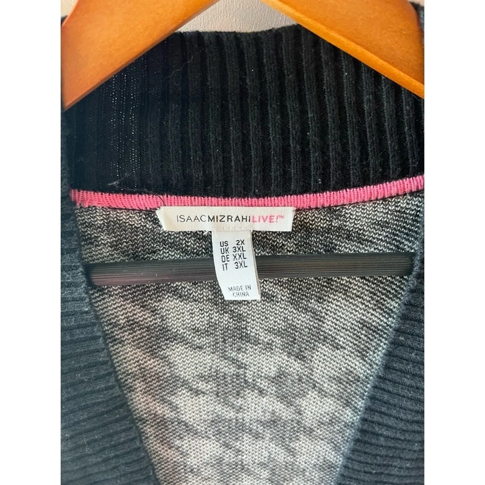 Black & White Houndstooth Cardigan Duster Statement Knit Sweater EUC 2XL #661